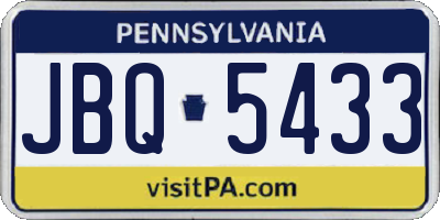 PA license plate JBQ5433