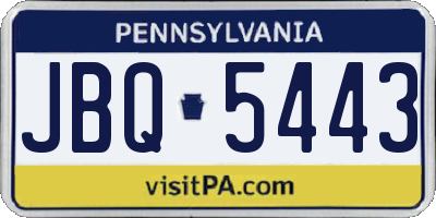 PA license plate JBQ5443