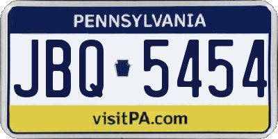 PA license plate JBQ5454