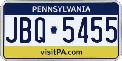 PA license plate JBQ5455