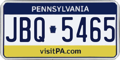 PA license plate JBQ5465