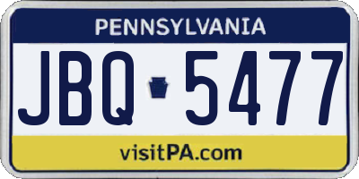 PA license plate JBQ5477