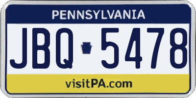 PA license plate JBQ5478
