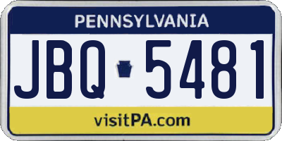 PA license plate JBQ5481