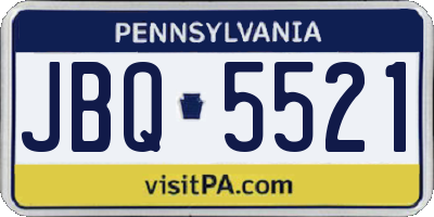 PA license plate JBQ5521