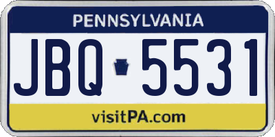 PA license plate JBQ5531
