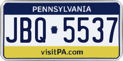 PA license plate JBQ5537