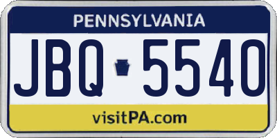 PA license plate JBQ5540