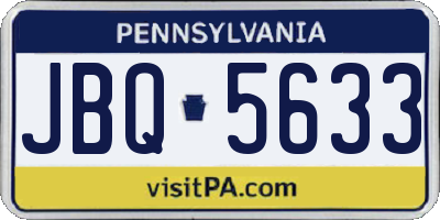 PA license plate JBQ5633