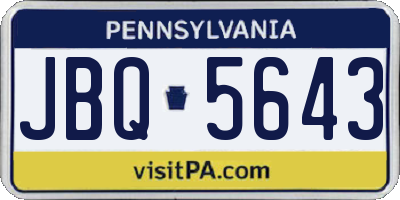 PA license plate JBQ5643