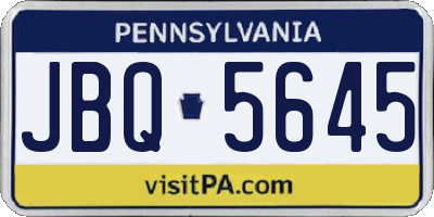 PA license plate JBQ5645