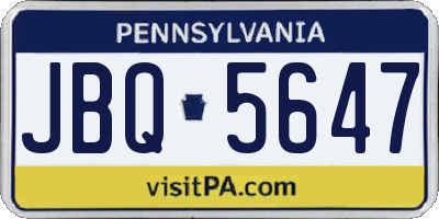 PA license plate JBQ5647