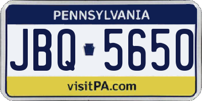 PA license plate JBQ5650