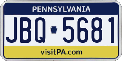 PA license plate JBQ5681