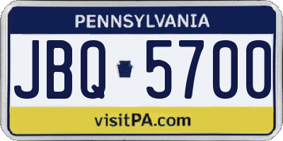 PA license plate JBQ5700