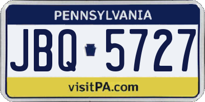 PA license plate JBQ5727