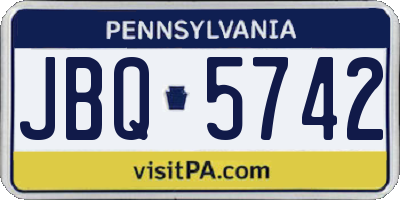 PA license plate JBQ5742