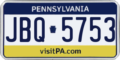 PA license plate JBQ5753
