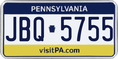 PA license plate JBQ5755
