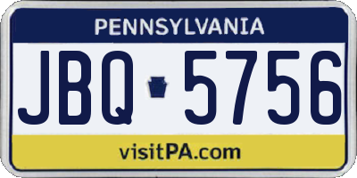 PA license plate JBQ5756