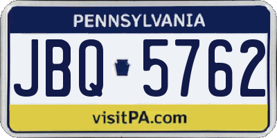 PA license plate JBQ5762