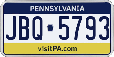 PA license plate JBQ5793