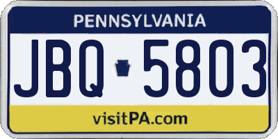 PA license plate JBQ5803