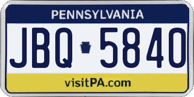 PA license plate JBQ5840