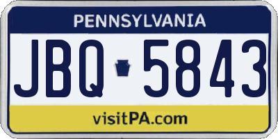 PA license plate JBQ5843