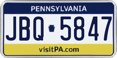 PA license plate JBQ5847
