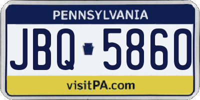 PA license plate JBQ5860