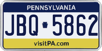 PA license plate JBQ5862