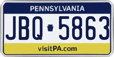 PA license plate JBQ5863