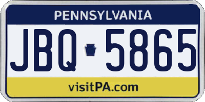 PA license plate JBQ5865