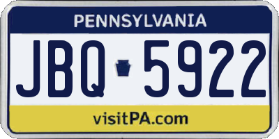 PA license plate JBQ5922