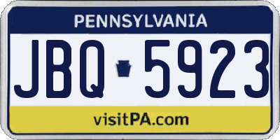 PA license plate JBQ5923