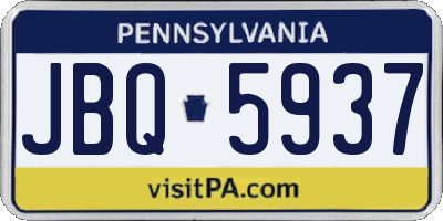 PA license plate JBQ5937