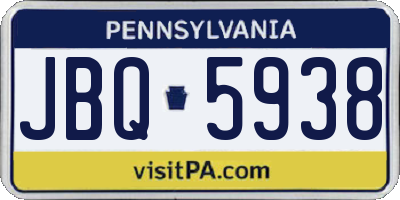 PA license plate JBQ5938