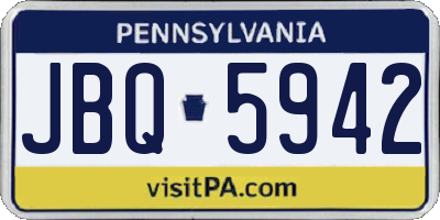 PA license plate JBQ5942