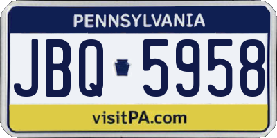 PA license plate JBQ5958