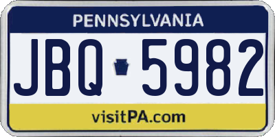 PA license plate JBQ5982