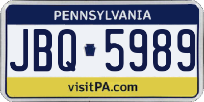 PA license plate JBQ5989