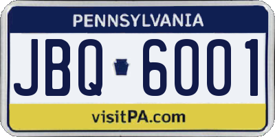 PA license plate JBQ6001