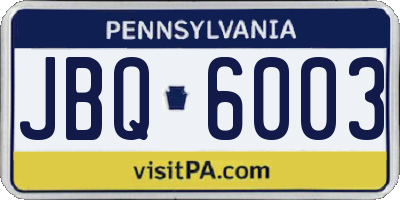 PA license plate JBQ6003