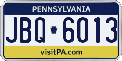 PA license plate JBQ6013