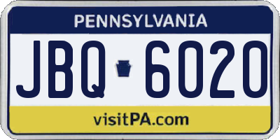 PA license plate JBQ6020