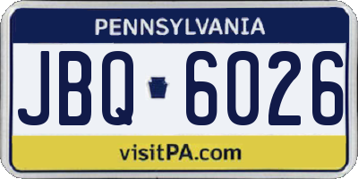 PA license plate JBQ6026