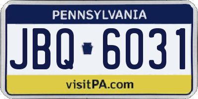 PA license plate JBQ6031