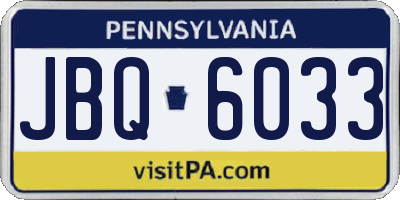 PA license plate JBQ6033