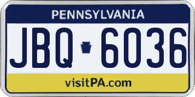 PA license plate JBQ6036
